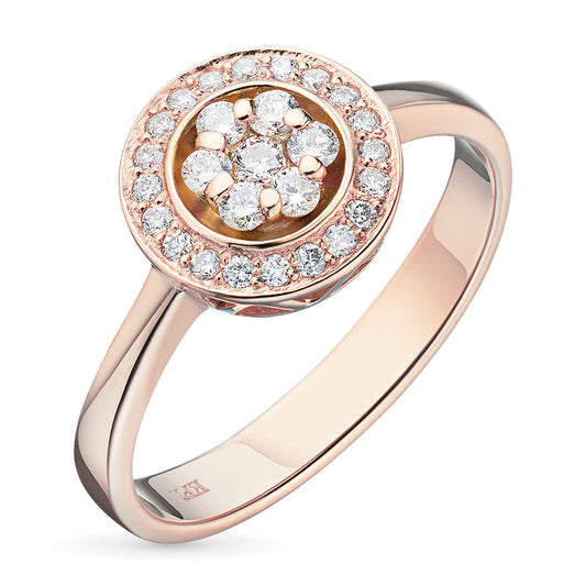 14K Rose Gold Ring with 27 Round-Cut Lab-Created Diamonds 0.241 CT.TW