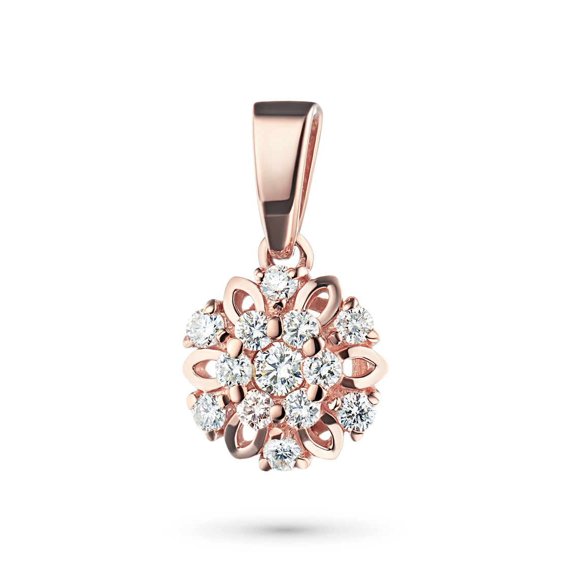 14K Rose Gold Pendant with 13 Round-Cut Lab-Created Diamonds 0.256 CT.TW