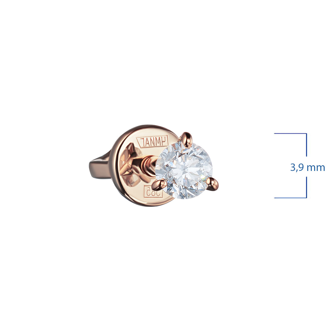 14K Rose Gold Earring Studs with 2 Round-Cut Lab-Created Diamonds 0.61 CT.TW