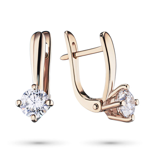 14K Rose Gold Earrings with 2 Round-Cut Lab-Created Diamonds 1.02 CT.TW