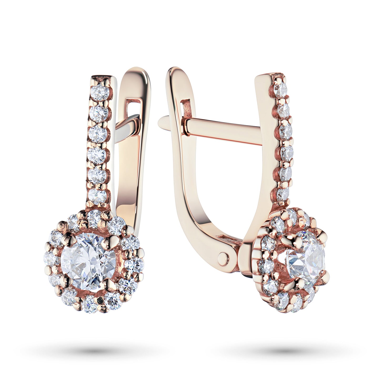 14K Rose Gold Earrings with 38 Round-Cut Lab-Created Diamonds 1.136 CT.TW