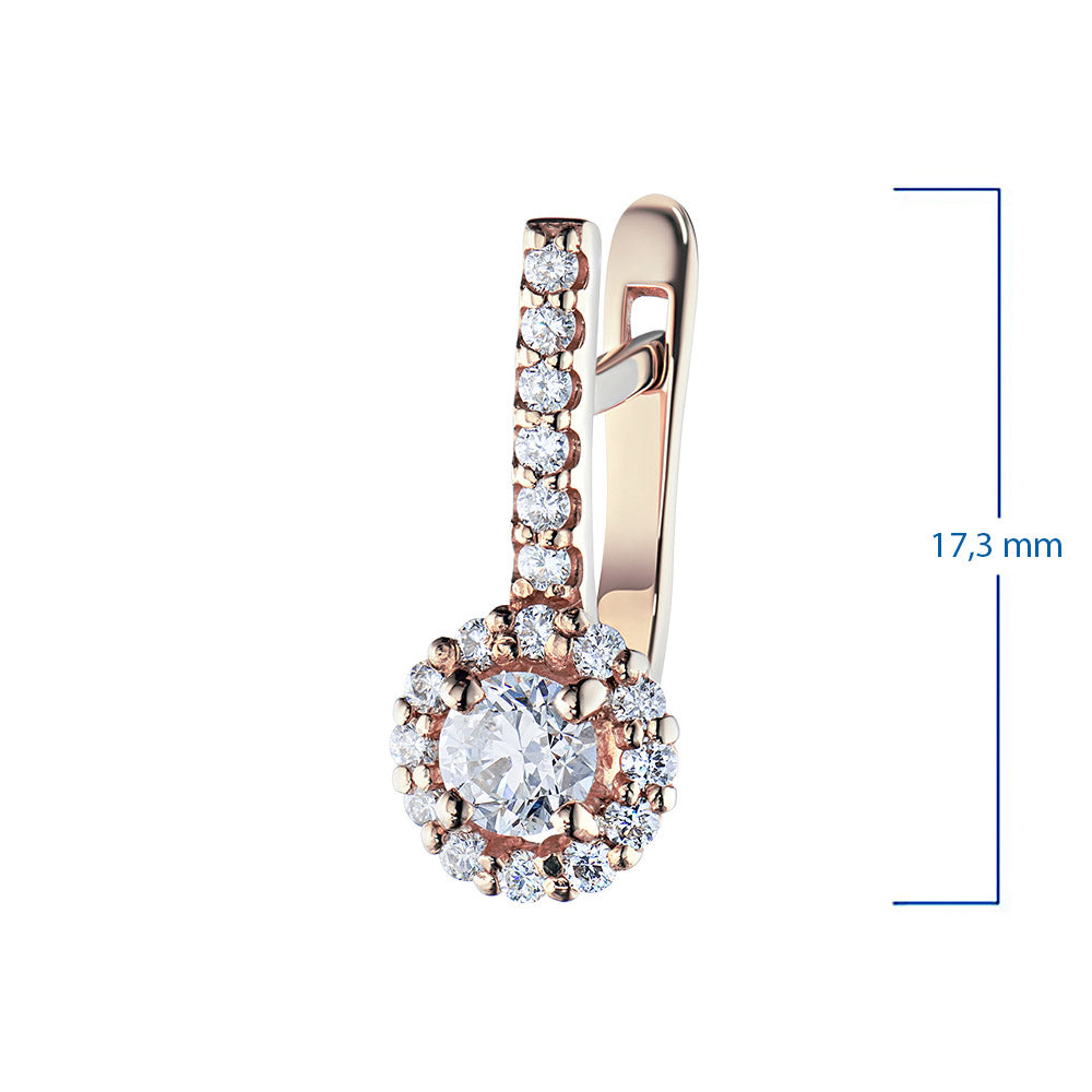 14K Rose Gold Earrings with 38 Round-Cut Lab-Created Diamonds 1.136 CT.TW