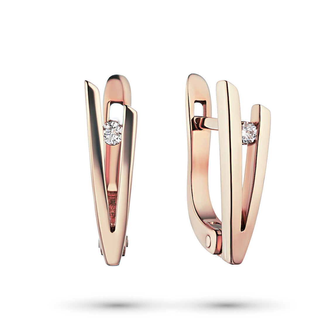 14K Rose Gold Earrings with 2 Round-Cut Lab-Created Diamonds 0.322 CT.TW