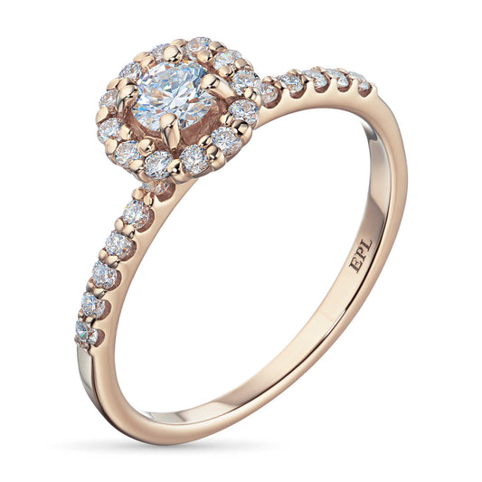 14K Rose Gold Ring with 25 Round-Cut Lab-Created Diamonds 0.637 CT.TW