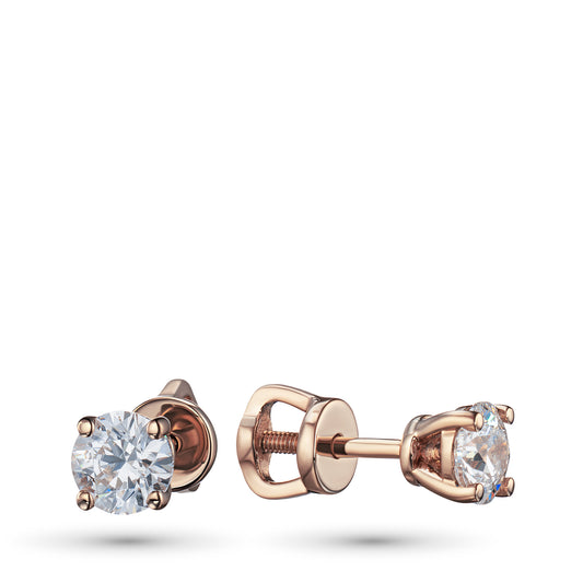 14K Rose Gold Earring Studs with 2 Round-Cut Lab-Created Diamonds 0.616 CT.TW
