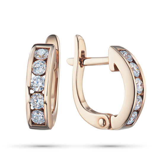 14K Rose Gold Earrings with 10 Round-Cut Lab-Created Diamonds 0.493 CT.TW