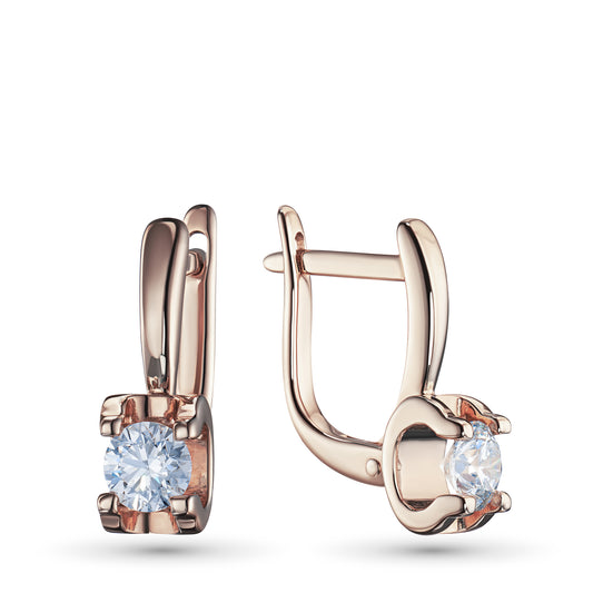14K Rose Gold Earrings with 2 Round-Cut Lab-Created Diamonds 1.16 CT.TW