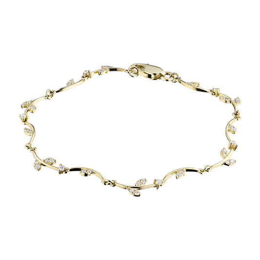 14K Yellow Gold Bracelet with 34 Round-Cut Lab-Created Diamonds 0.399 CT.TW