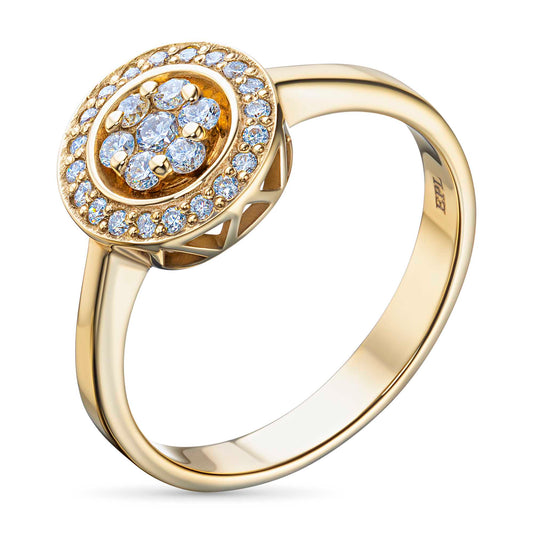 14K Yellow Gold Ring with 27 Round-Cut Lab-Created Diamonds 0.241 CT.TW