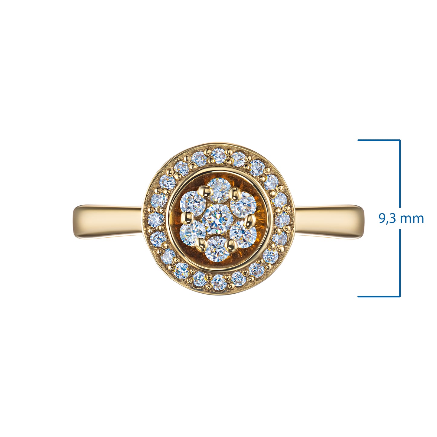 14K Yellow Gold Ring with 27 Round-Cut Lab-Created Diamonds 0.241 CT.TW