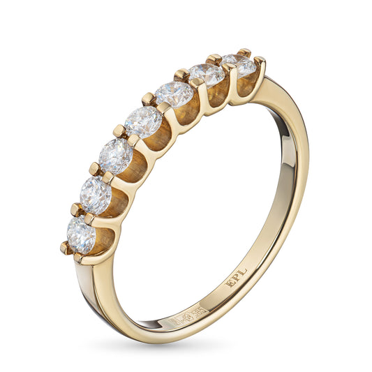 14K Yellow Gold Ring with 7 Round-Cut Lab-Created Diamonds 0.537 CT.TW