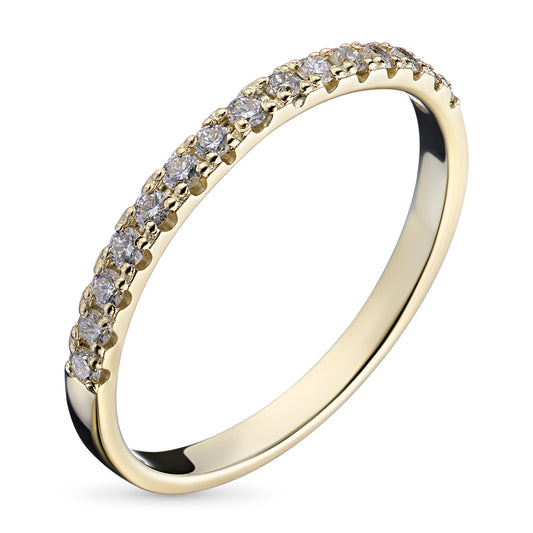 14K Yellow Gold Ring with 15 Round-Cut Lab-Created Diamonds 0.22 CT.TW