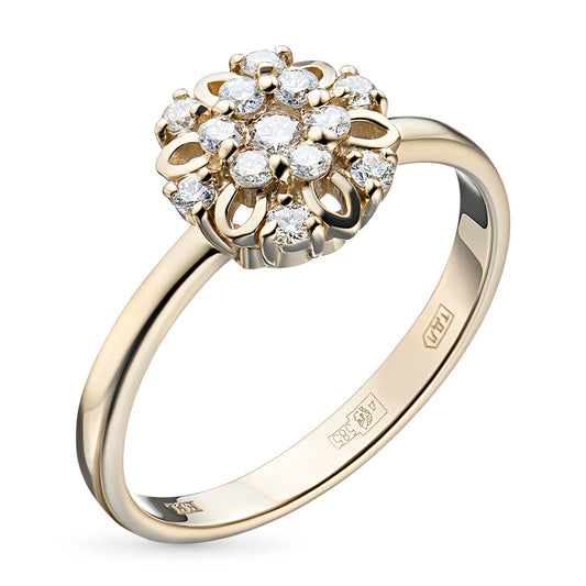 14K Yellow Gold Ring with 13 Round-Cut Lab-Created Diamonds 0.22 CT.TW