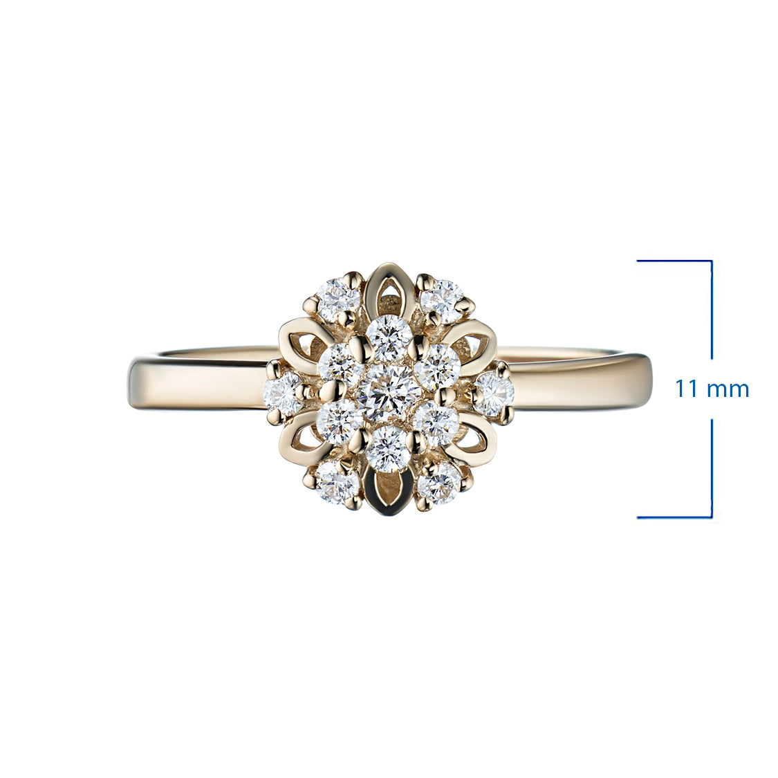 14K Yellow Gold Ring with 13 Round-Cut Lab-Created Diamonds 0.22 CT.TW