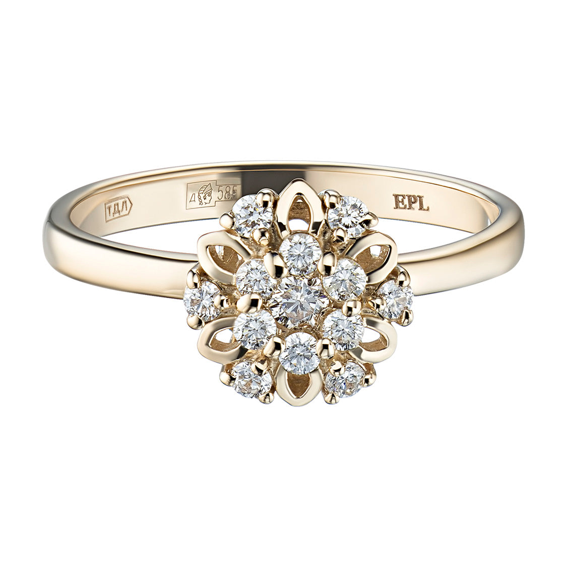 14K Yellow Gold Ring with 13 Round-Cut Lab-Created Diamonds 0.22 CT.TW