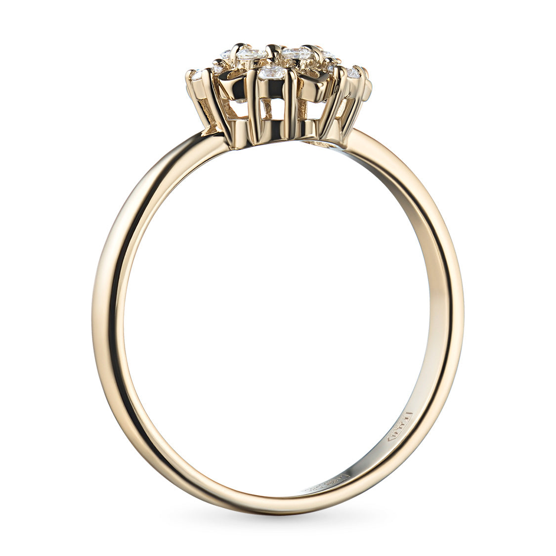 14K Yellow Gold Ring with 13 Round-Cut Lab-Created Diamonds 0.22 CT.TW