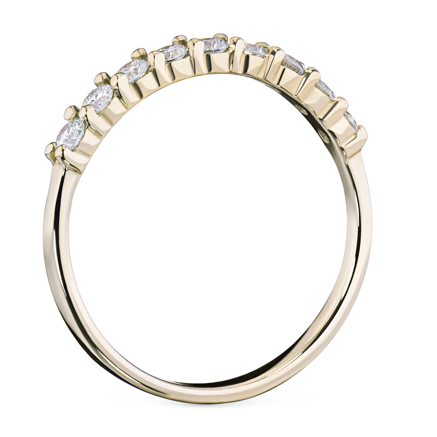 14K Yellow Gold Ring with 9 Round-Cut Lab-Created Diamonds 0.334 CT.TW