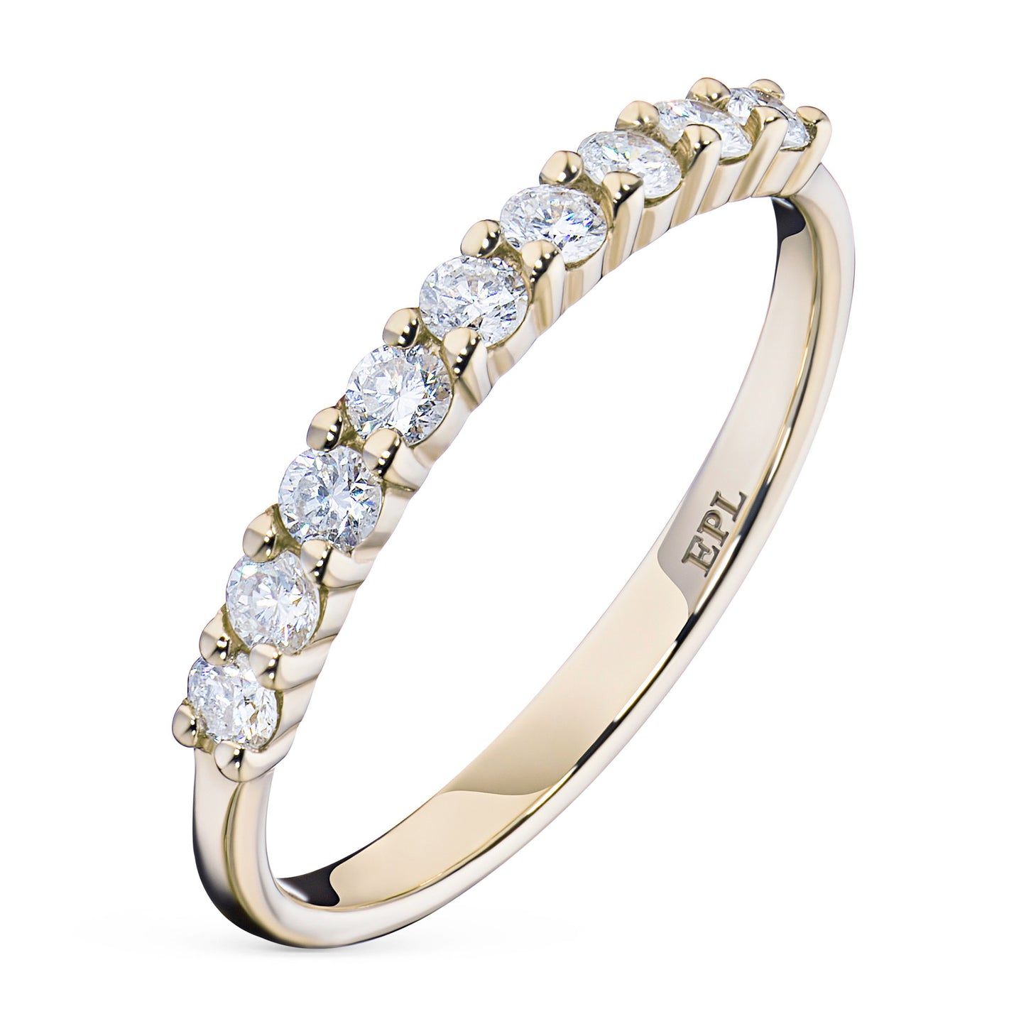 14K Yellow Gold Ring with 9 Round-Cut Lab-Created Diamonds 0.334 CT.TW