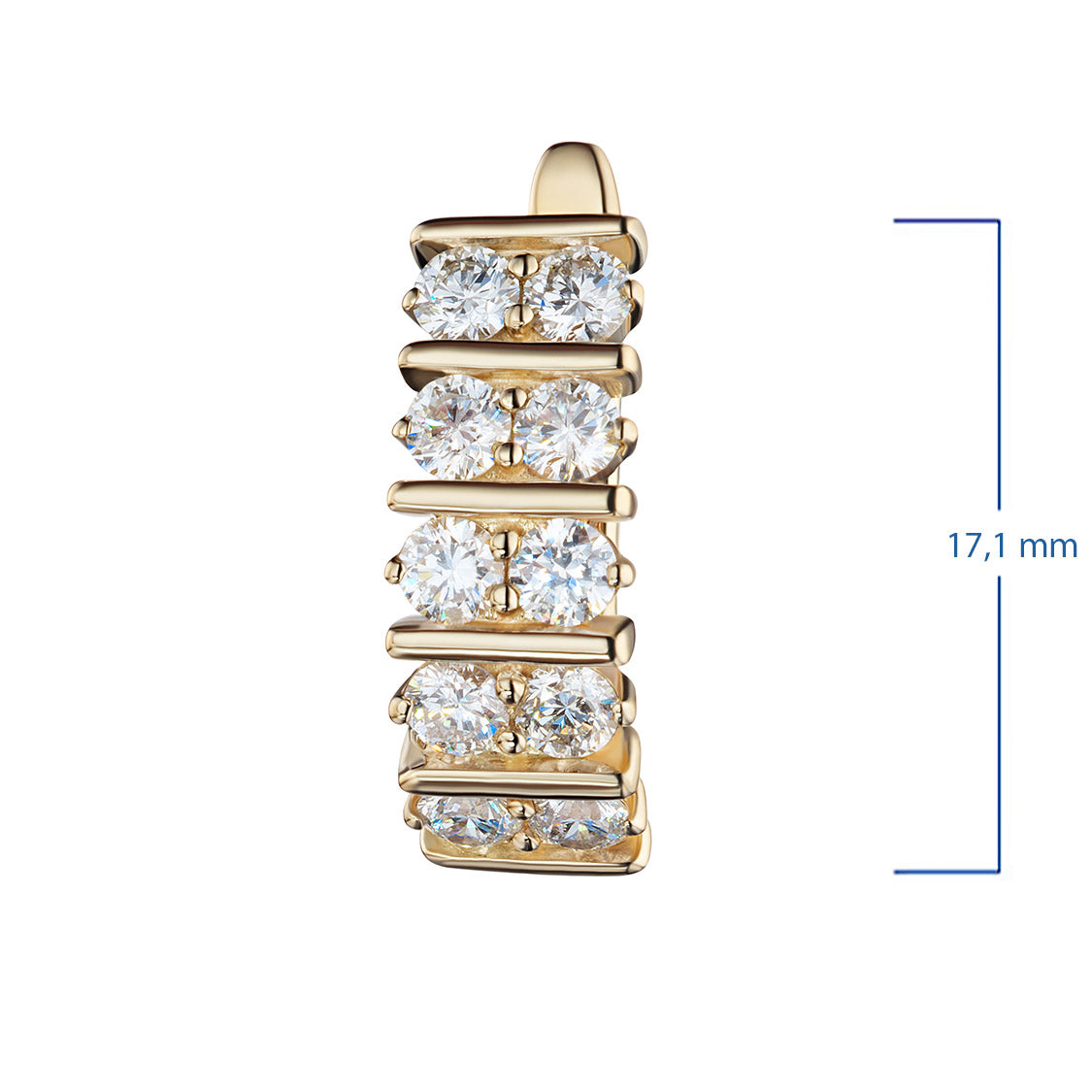 14K Yellow Gold Earrings with 20 Round-Cut Lab-Created Diamonds 1.386 CT.TW