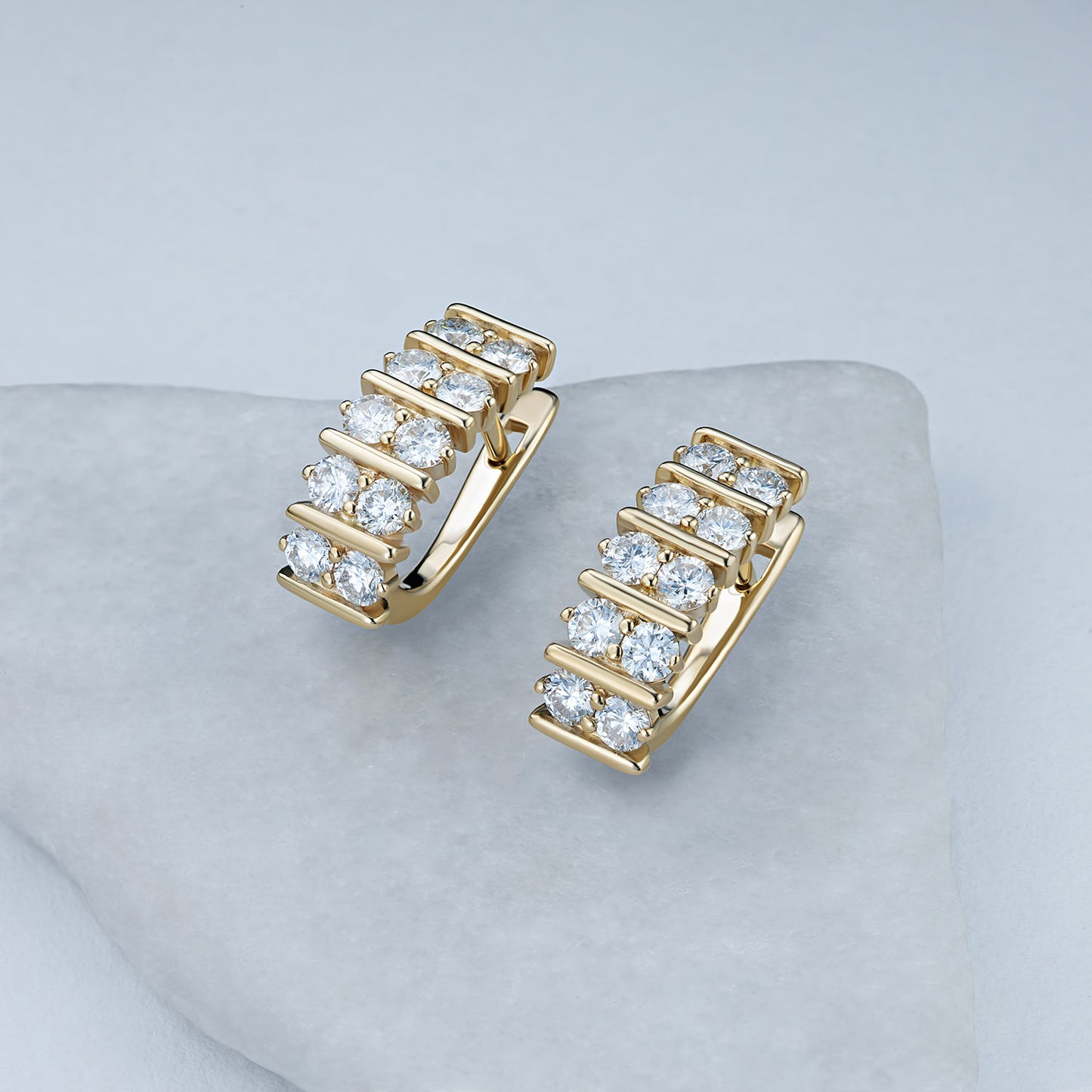 14K Yellow Gold Earrings with 20 Round-Cut Lab-Created Diamonds 1.386 CT.TW