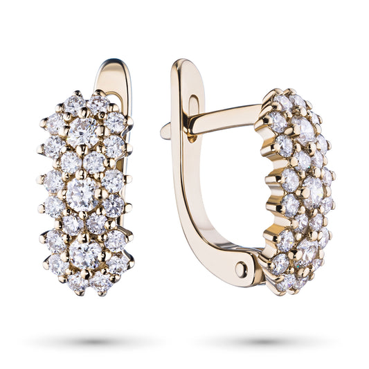 14K Yellow Gold Earrings with 46 Round-Cut Lab-Created Diamonds 0.746 CT.TW