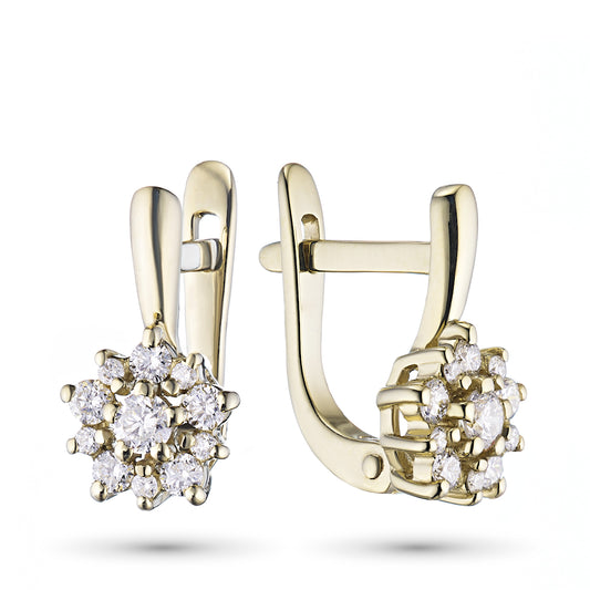 14K Yellow Gold Earrings with 22 Round-Cut Lab-Created Diamonds 0.531 CT.TW