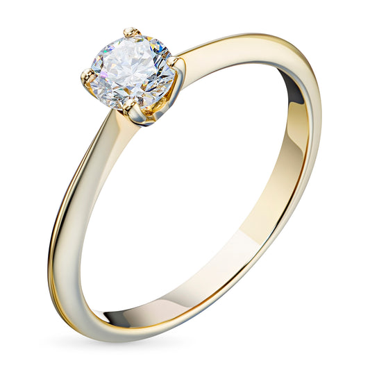 14K Yellow Gold Ring with 1 Round-Cut Lab-Created Diamond 1.02 CT.TW