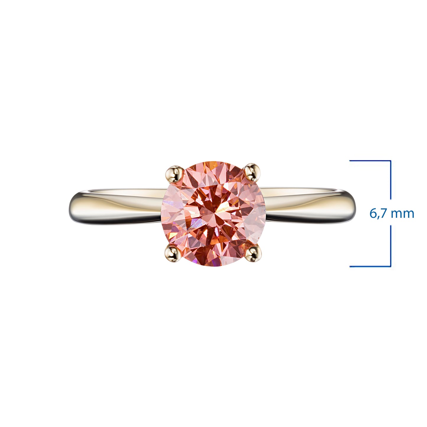 14K Yellow Gold Ring with 1 Round-Cut Lab-Created Diamond 1.02 CT.TW