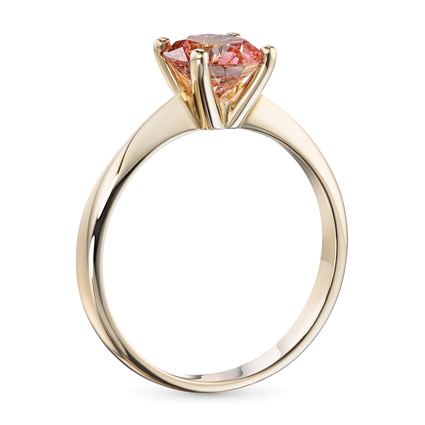 14K Yellow Gold Ring with 1 Round-Cut Lab-Created Diamond 1.02 CT.TW