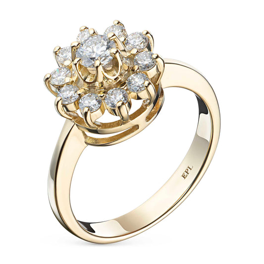 14K Yellow Gold Ring with 11 Round-Cut Lab-Created Diamonds 0.765 CT.TW