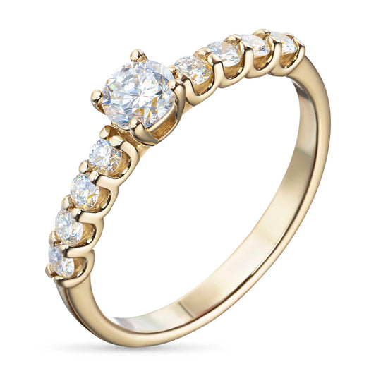 14K Yellow Gold Ring with 9 Round-Cut Lab-Created Diamonds 0.586 CT.TW