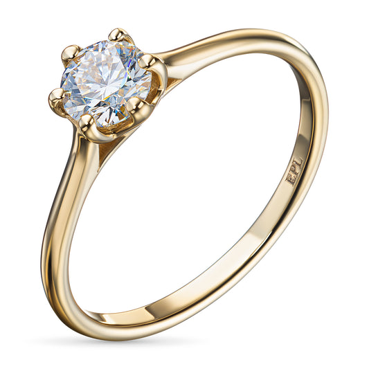 14K Yellow Gold Ring with 1 Round-Cut Lab-Created Diamond 0.294 CT.TW