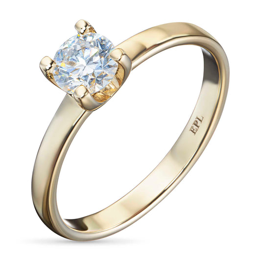 14K Yellow Gold Ring with 1 Round-Cut Lab-Created Diamond 0.315 CT.TW