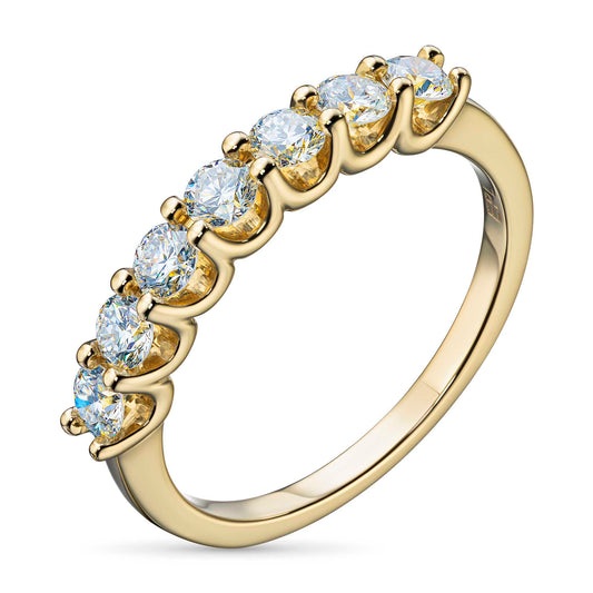 14K Yellow Gold Ring with 7 Round-Cut Lab-Created Diamonds 0.817 CT.TW