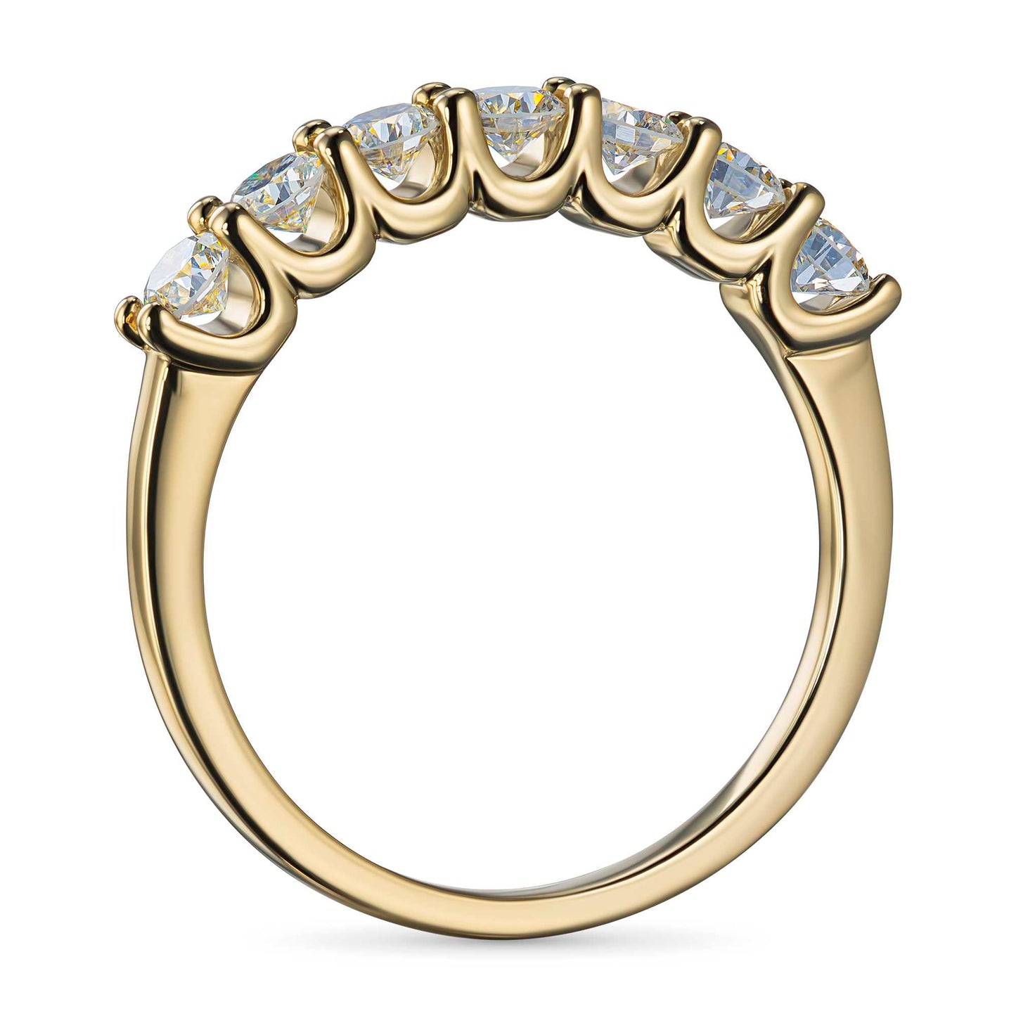 14K Yellow Gold Ring with 7 Round-Cut Lab-Created Diamonds 0.817 CT.TW