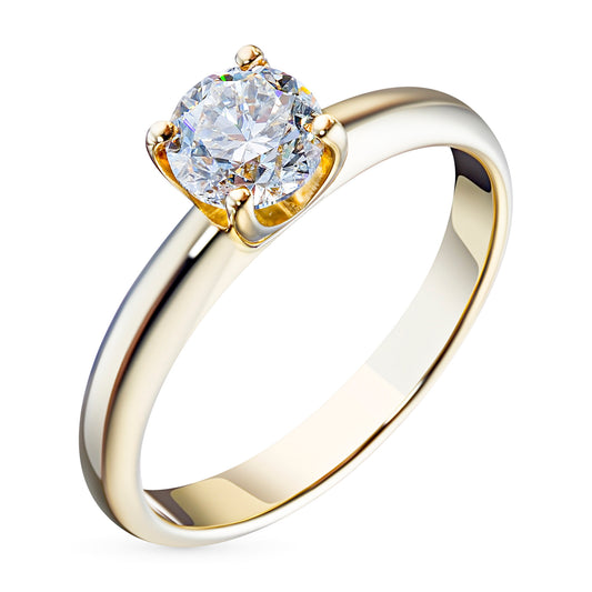 14K Yellow Gold Ring with 1 Round-Cut Lab-Created Diamond 0.304 CT.TW