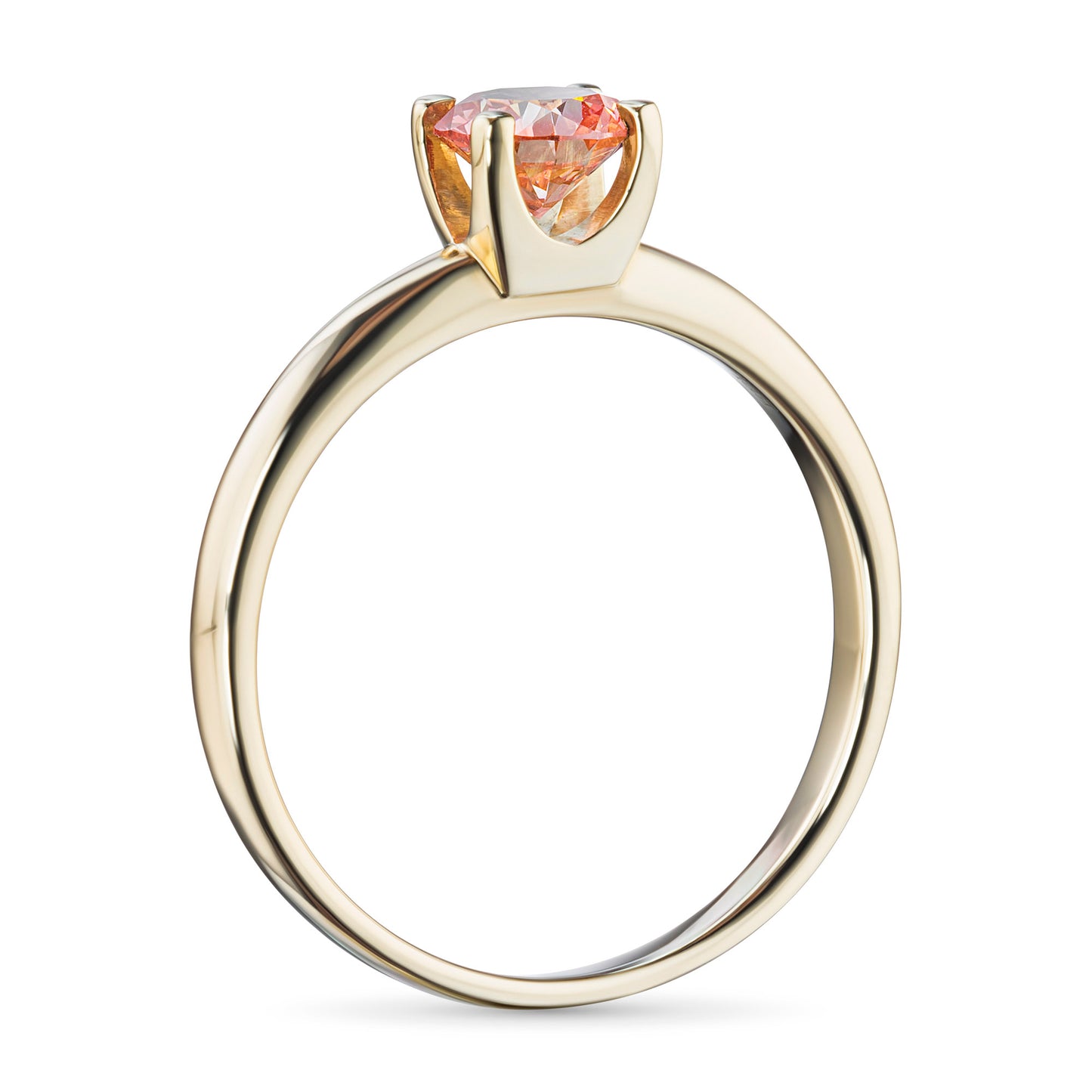 14K Yellow Gold Ring with 1 Round-Cut Lab-Created Diamond 0.304 CT.TW