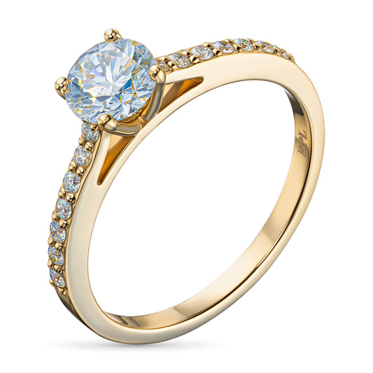 14K Yellow Gold Ring with 15 Round-Cut Lab-Created Diamonds 0.626 CT.TW