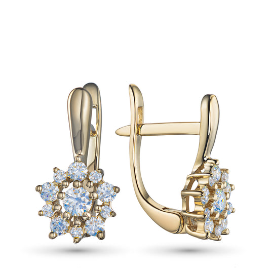 14K Yellow Gold Earrings with 22 Round-Cut Lab-Created Diamonds 0.508 CT.TW