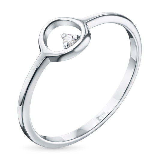 Sterling Silver Ring with 1 Round-Cut Lab-Created Diamond 0.016 CT.TW