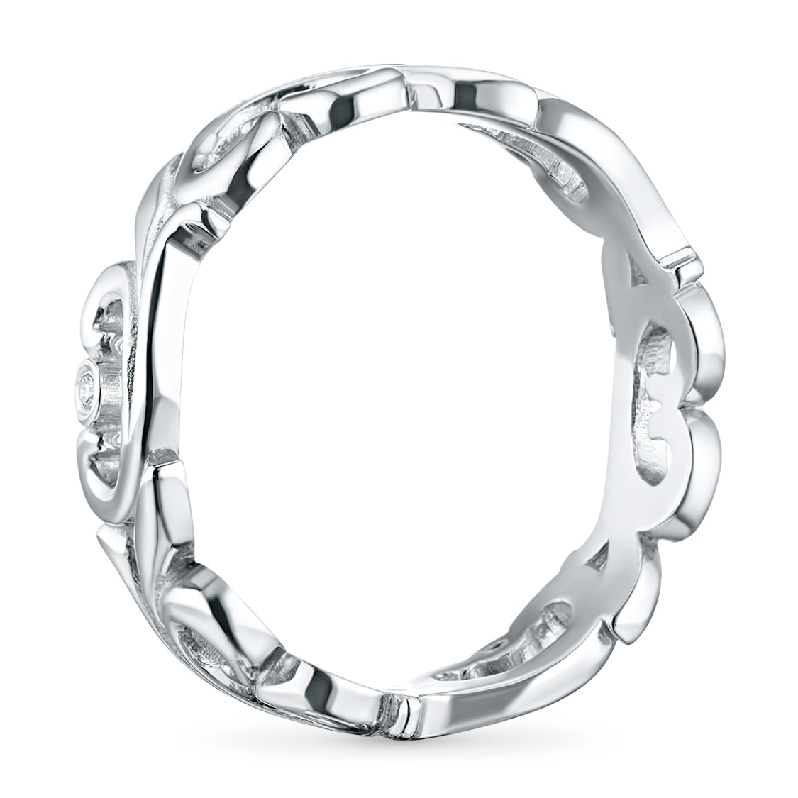 Sterling Silver Ring with 3 Round-Cut Lab-Created Diamonds 0.024 CT.TW