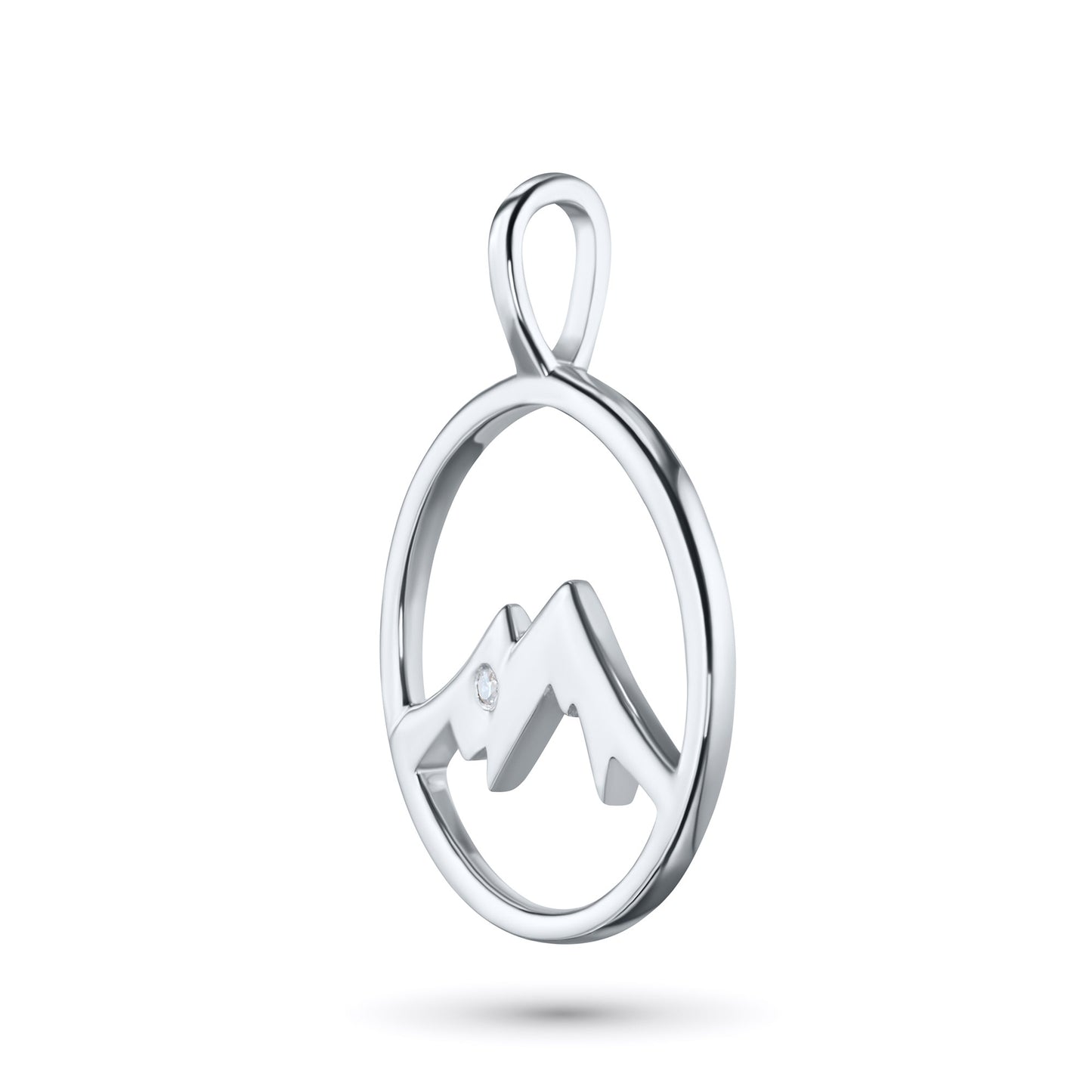 Sterling Silver Pendant with 1 Round-Cut Lab-Created Diamond 0.008 CT.TW