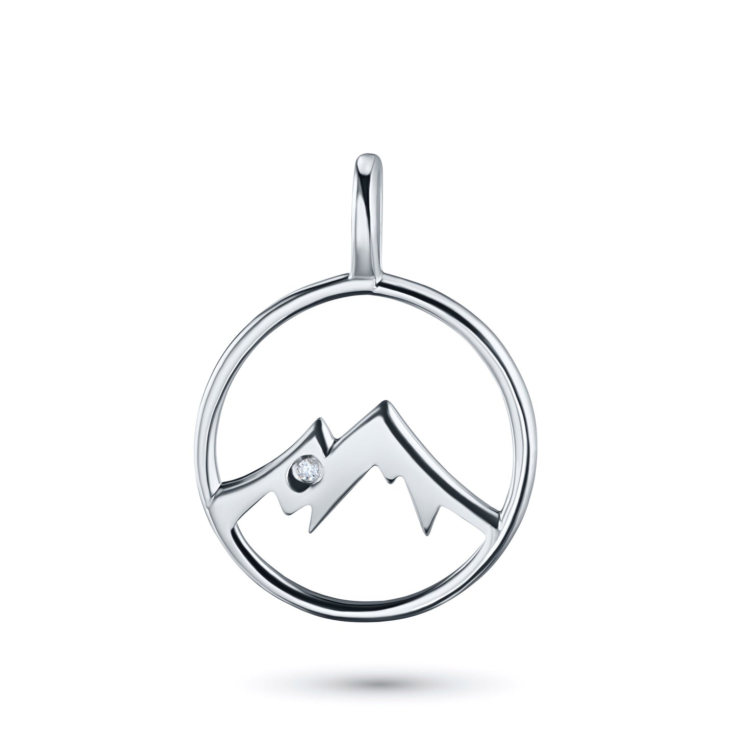 Sterling Silver Pendant with 1 Round-Cut Lab-Created Diamond 0.008 CT.TW