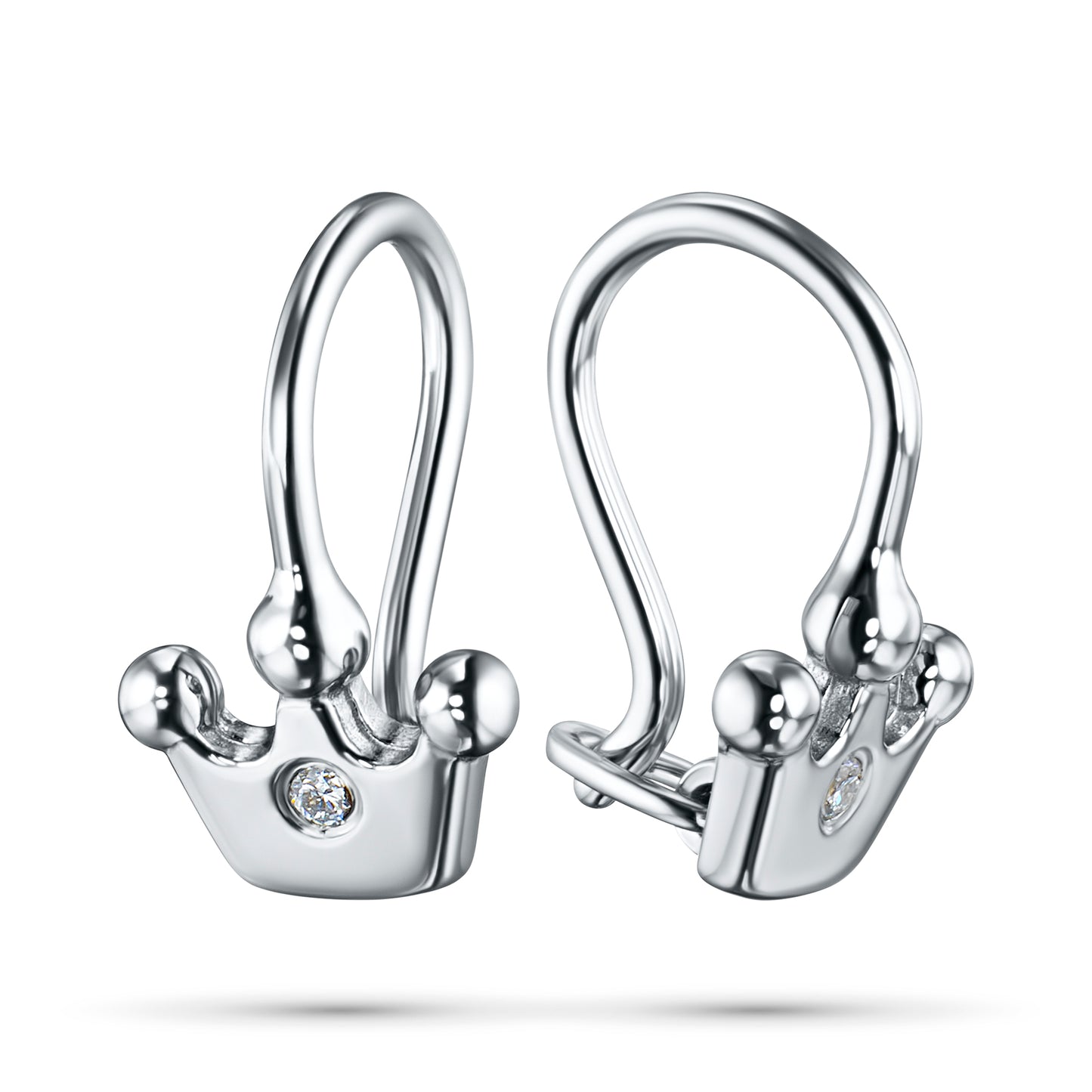 Sterling Silver Earrings with 2 Round-Cut Lab-Created Diamonds 0.011 CT.TW