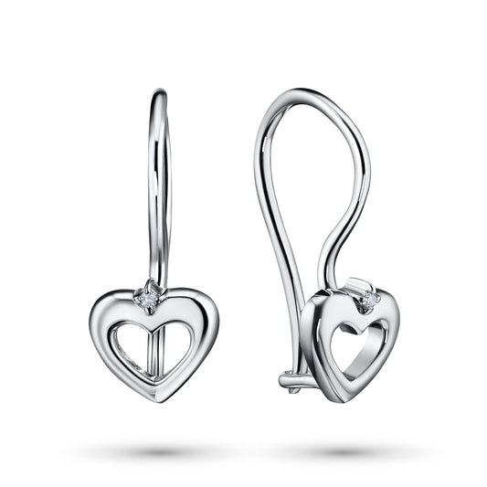 Sterling Silver Earrings with 2 Round-Cut Lab-Created Diamonds 0.016 CT.TW