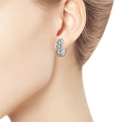 Sterling Silver Earrings with 4 Round-Cut Lab-Created Diamonds 0.02 CT.TW