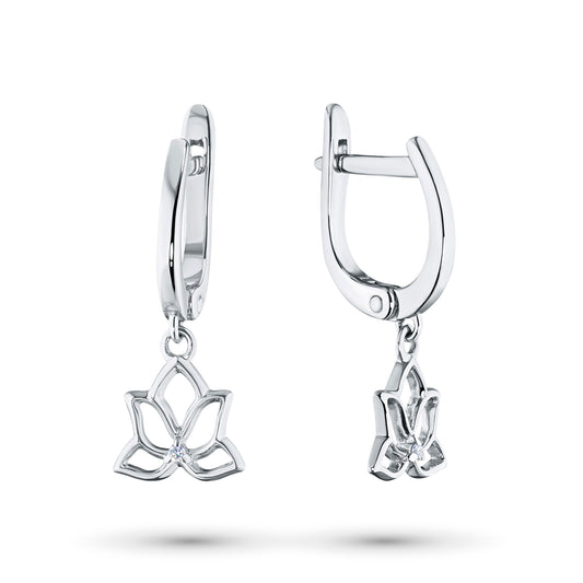 Sterling Silver Earrings with 2 Round-Cut Lab-Created Diamonds 0.021 CT.TW