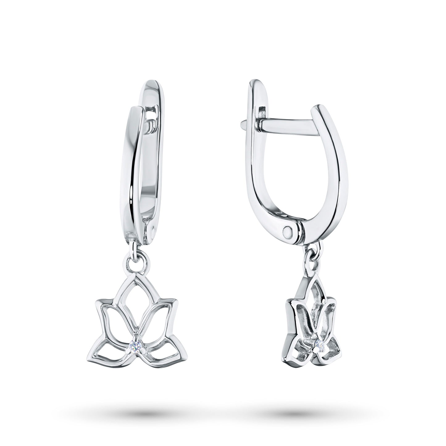 Sterling Silver Earrings with 2 Round-Cut Lab-Created Diamonds 0.033 CT.TW