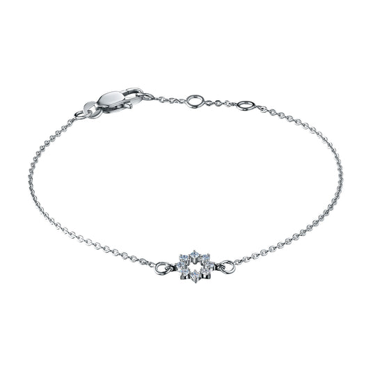 Sterling Silver Bracelet with 8 Round-Cut Lab-Created Diamonds 0.135 CT.TW