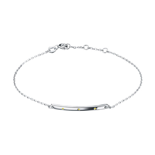 Sterling Silver Bracelet with 3 Round-Cut Lab-Created Diamonds 0.02 CT.TW